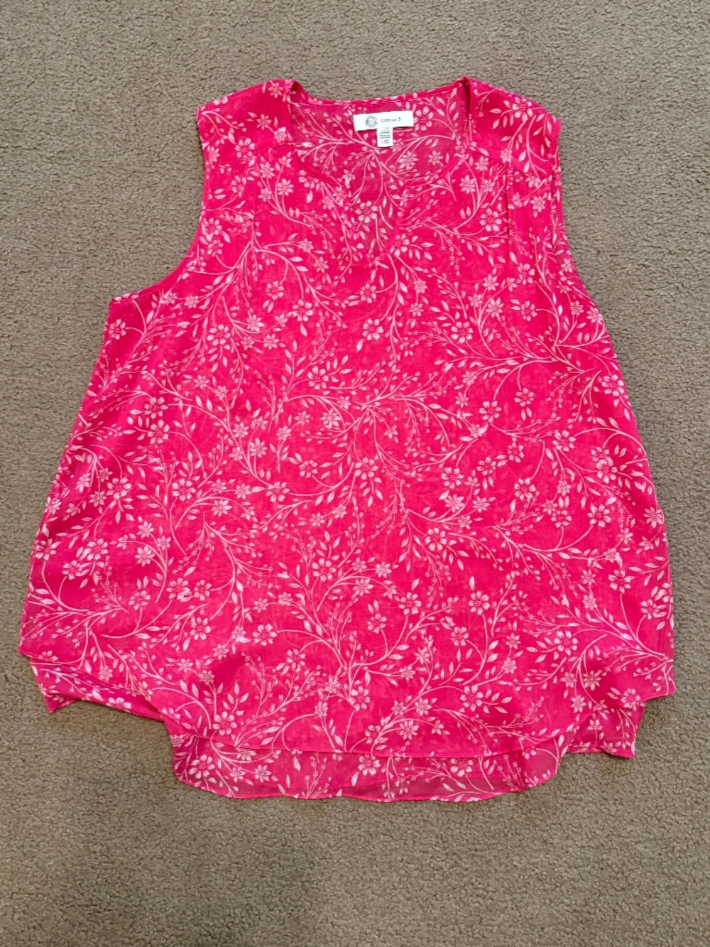 Christina B hot pink sheer double layer sleeveless blouse